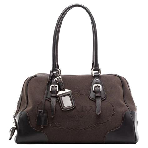 prada bowling bag canvas and leather